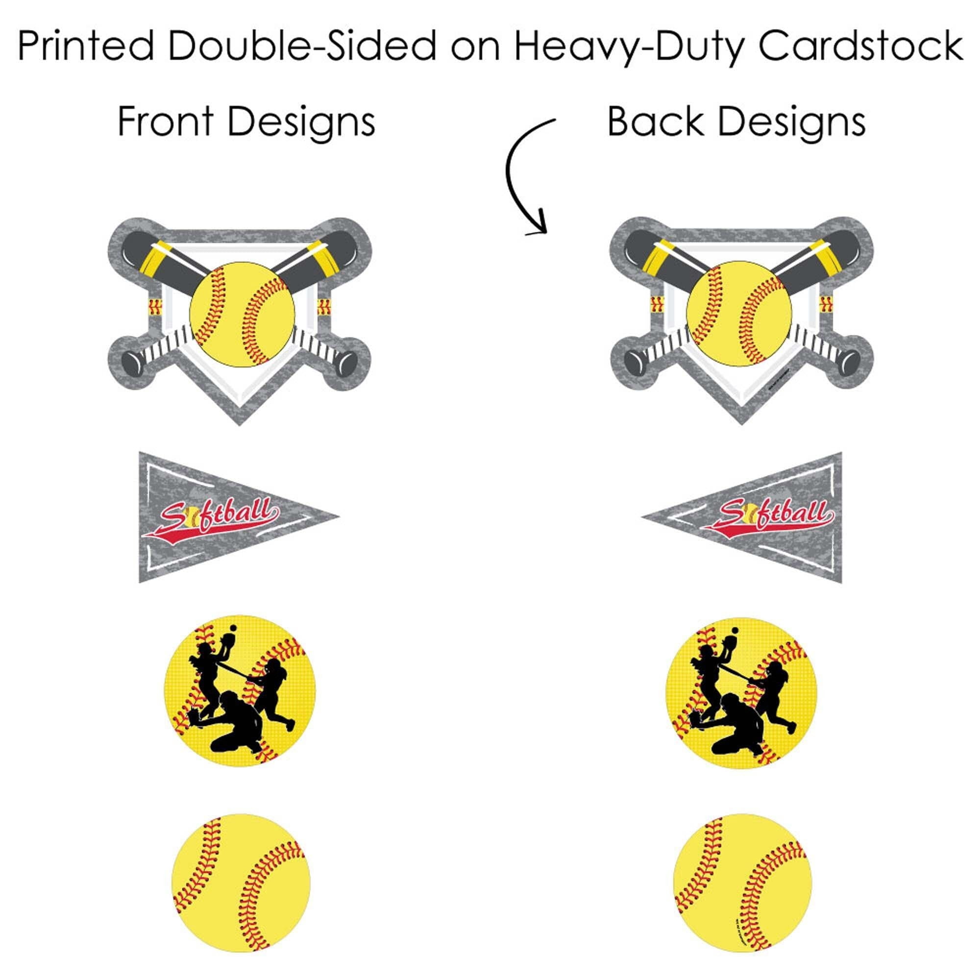 Big Dot of Happiness Grand Slam - Fastpitch Softball - Birthday Party or Baby Shower Centerpiece Sticks - Showstopper Table Toppers - 35 Pieces