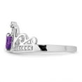 thumbnail image 4 of Sterling Silver Rhodium Plated Diamond & Amethyst Teardrop Ring, 4 of 6
