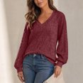 thumbnail image 3 of yillto Womens Sweaters Lace Long Sleeve V Neck Knit Fashion Tops Lightweight Dressy Trendy Sweater, 3 of 5