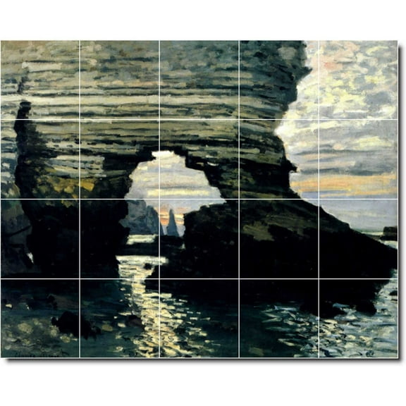 Ceramic Tile Mural-Claude Monet Waterfront Painting 114. 21.25" w x 17" h using (20) 4.25 x 4.25 ceramic tiles