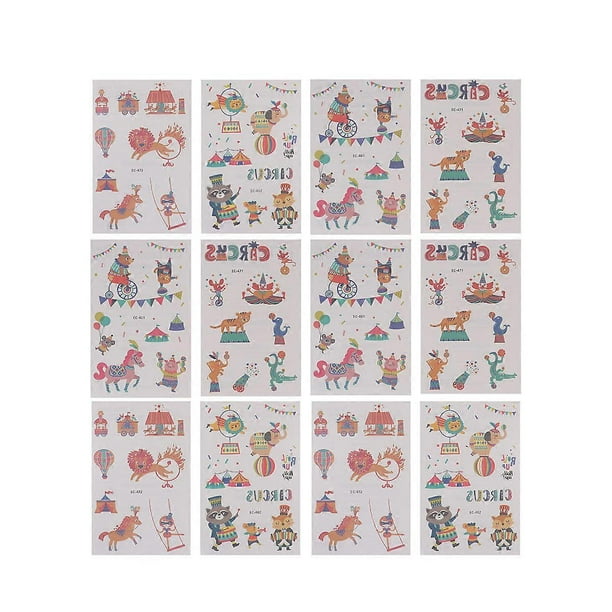 Children Animals Sticker Sheets Circus Theme Party Supplies Assorted Color Waterproof Removable 12sheets