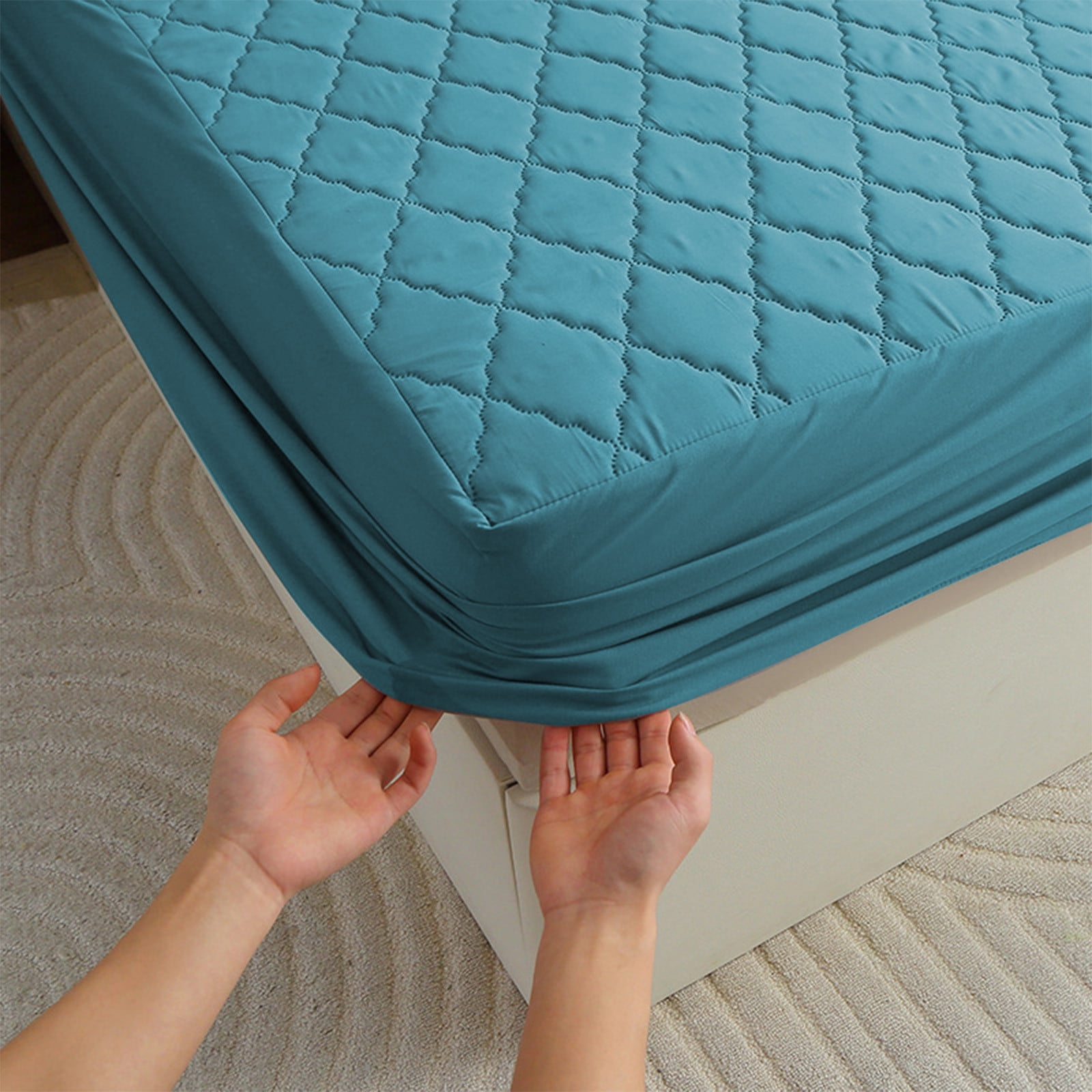 FYHALE Mattress Encasements Bed Bug Protect King, Protective Cover for Bed Mattress, Pocket Fitted Sheet, Winter Warm Breathable, Non-Slip, Skin Care Bed Sheet, Cotton Quilted Cover