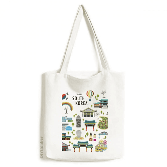 Travelling in South Korea Tote Canvas Bag Shopping Satchel Casual Handbag