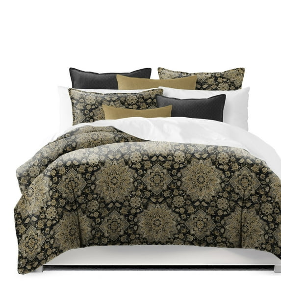 Tabriz Onyx Queen Comforter & 2 Shams Set, plus 2 bonus cushions
