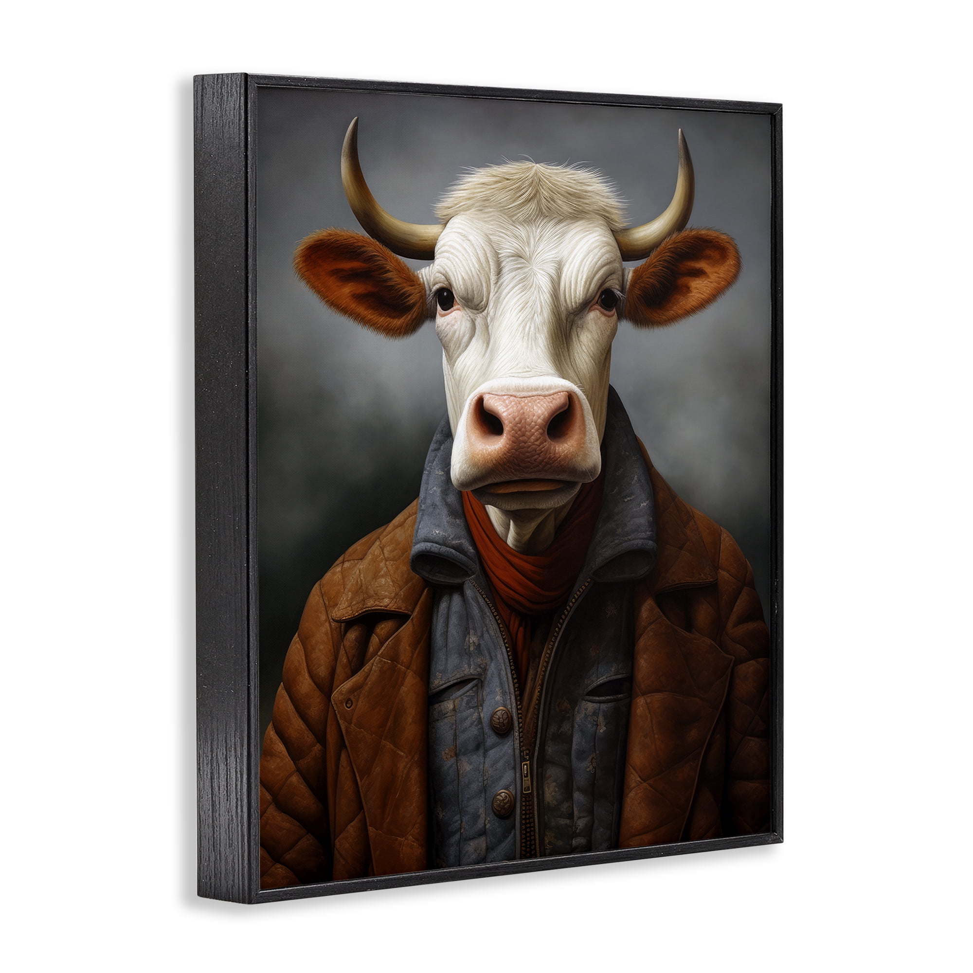 Stupell Industries Chianina Style Cow Black Framed Giclee Art, design by Ray Powers