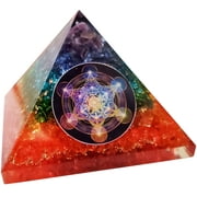 Orgonite 7 Chakra Crystal Pyramid - Positive Energy Generator Orgone for EMF Protection, Reiki Healing, Meditation, Yoga, Spiritual Balance Crystals Stones