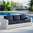 thumbnail image 2 of Lounge Sofa, Rattan, Wicker, Light Grey Gray Blue Navy, Modern Contemporary Urban Design, Outdoor Patio Balcony Cafe Bistro Garden Furniture Hotel Hospitality, 2 of 8
