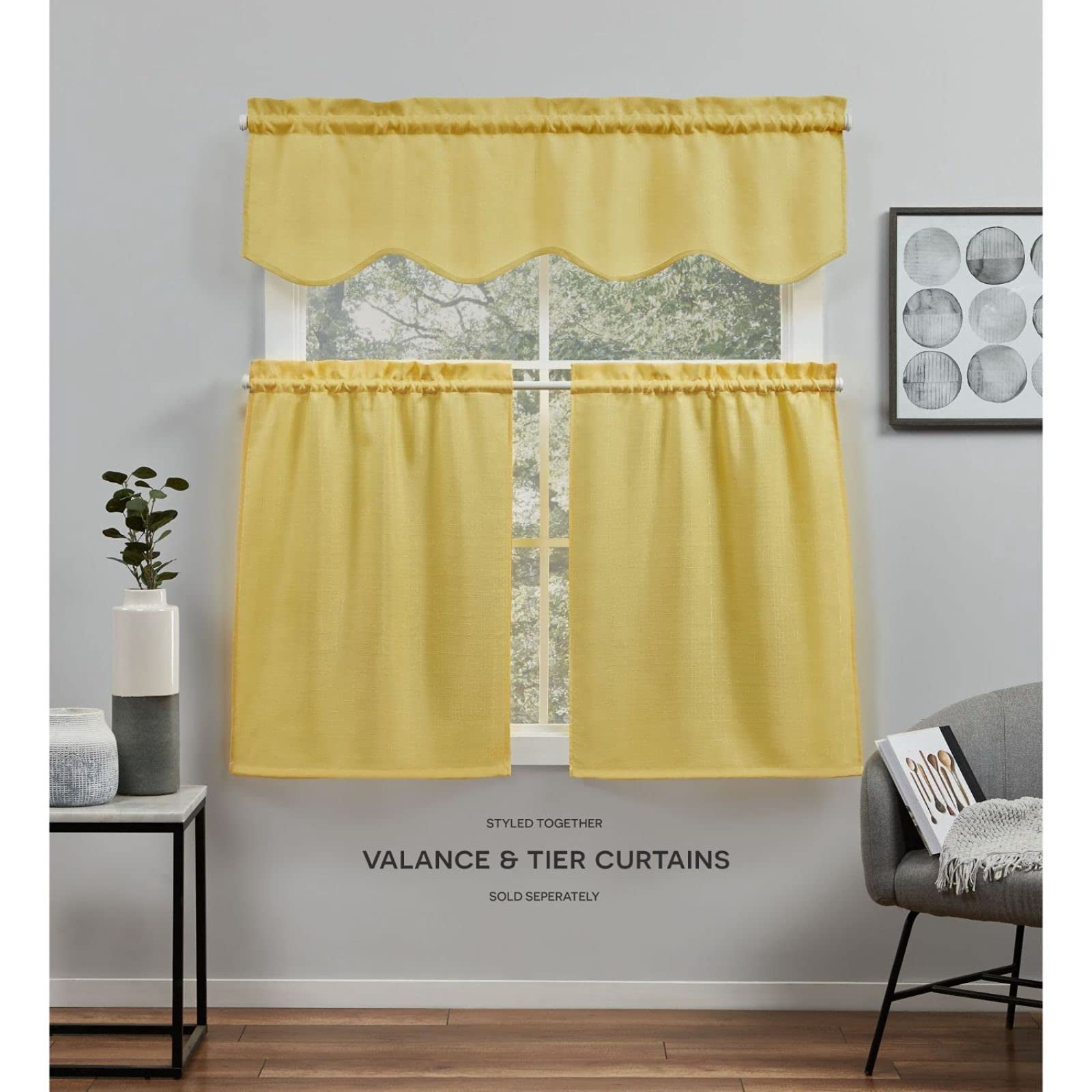 Exclusive Home Curtains Loha Light Filtering Rod Pocket Scalloped Valance, 54x16, Sunbath