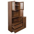 thumbnail image 5 of Euroco 70.87" Tall Kitchen Pantry Cabinet with multi-functional pull-out multi-tier storage shelf, 4-Tier side Shelf, 2 Drawers,with Glass Door, 5 of 9