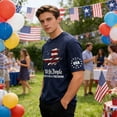 thumbnail image 7 of Patriotic USA Flag Graphic Tee for Men, 250 Years of Freedom 4th of July Casual Short Sleeve T-Shirt with Retro Print Coffee S, 7 of 7