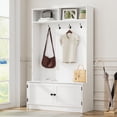 thumbnail image 6 of White Hall Tree with Storage Bench, 70.9" Tall Entryway Bench with Shoe Storage, Coat Rack and Top Shelf, Freestanding Wooden Hall Tree with Bench for Entryway, and Hallway, 6 of 8