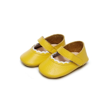 

Eloshman Infant Mary Jane Soft Sole Flats Magic Tape Dress Shoes Party Cute Prewalker First Walkers Breathable Princess Shoe Yellow 3C