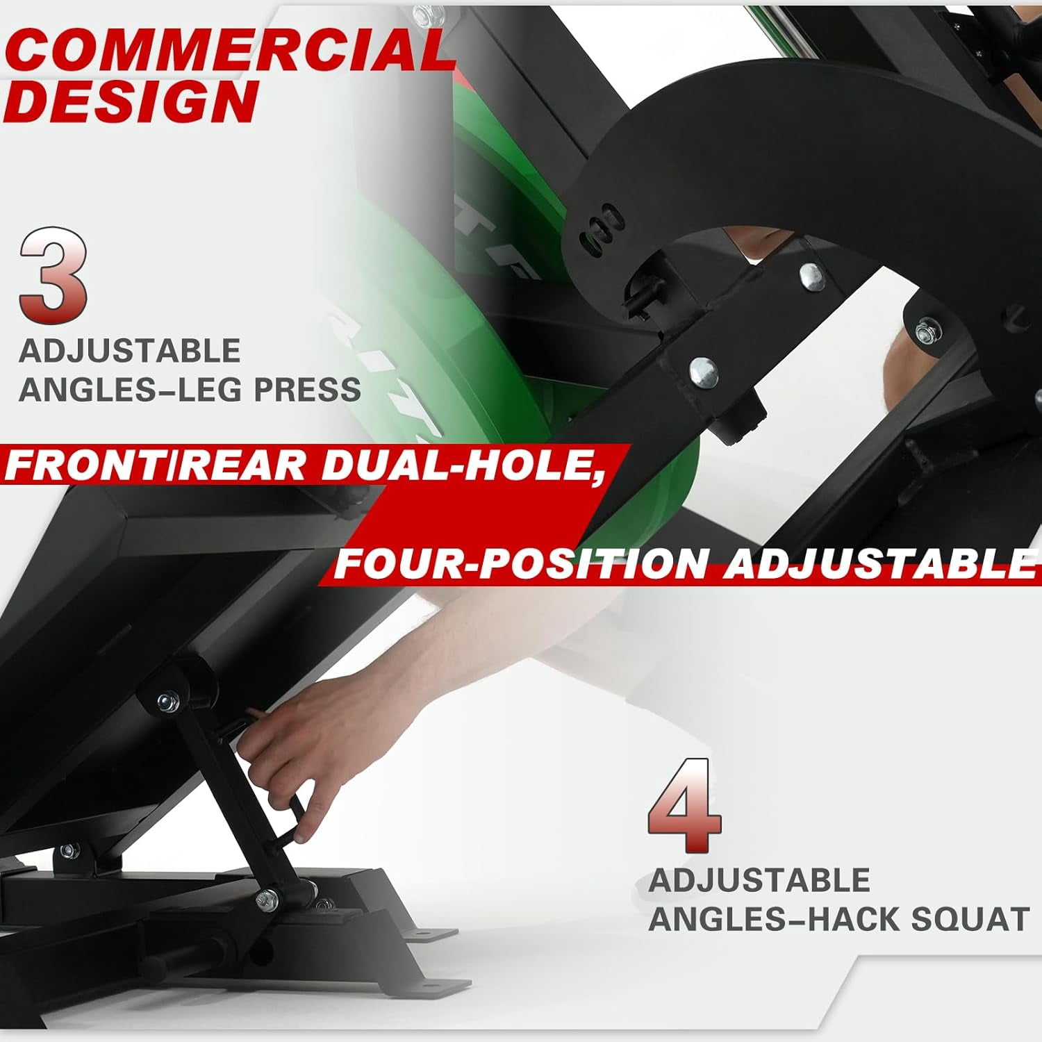 RitFit Gazelle Pro 3 in 1 Leg Press and Hack Squat Machine - High-Tensile Steel Leg Press Machine, 2000 lbs Capacity, Adjustable Angles, Hack Squat Machine with Weight Storage, for Home Gym (Red)
