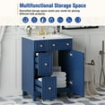 thumbnail image 6 of EUROCO Bathroom Vanity with Ceramic Sink, 24" Freestanding Bathroom Cabinet Vanity with 2 Drawers,Lager Storage,1 Door ,Solid Wood Frame Bathroom Vanities,Blue, 6 of 7