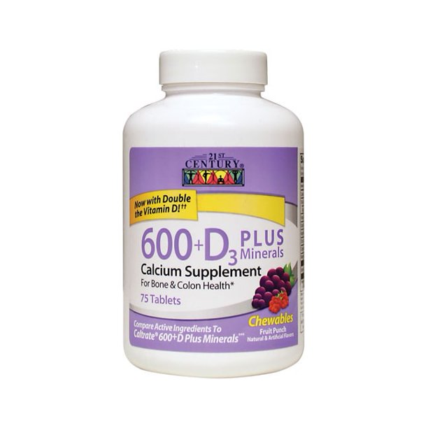 21st Century Calcium 600 + D3 Plus Minerals 75 Chwbls.