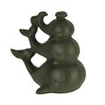 thumbnail image 1 of Figurine Baleine Triple Empilée en Fonte Marron Rouille, 1 of 5