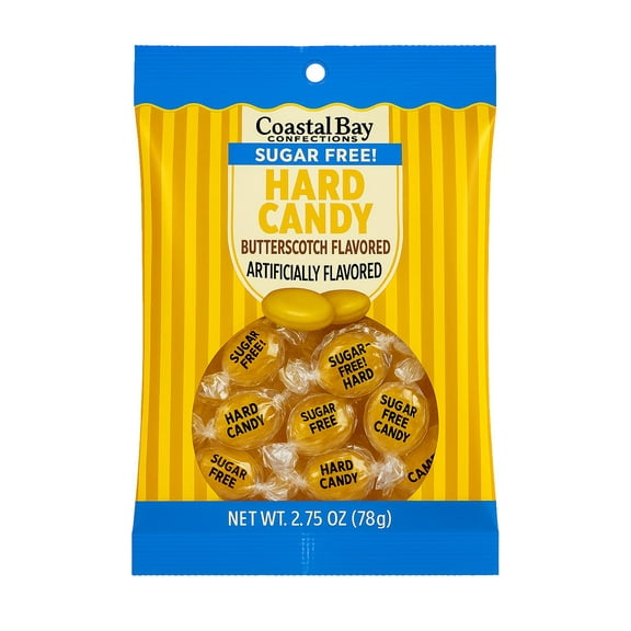 Coastal Bay Confections Sugar Free Butterscotch Hard Candy, 2.75 oz Bag