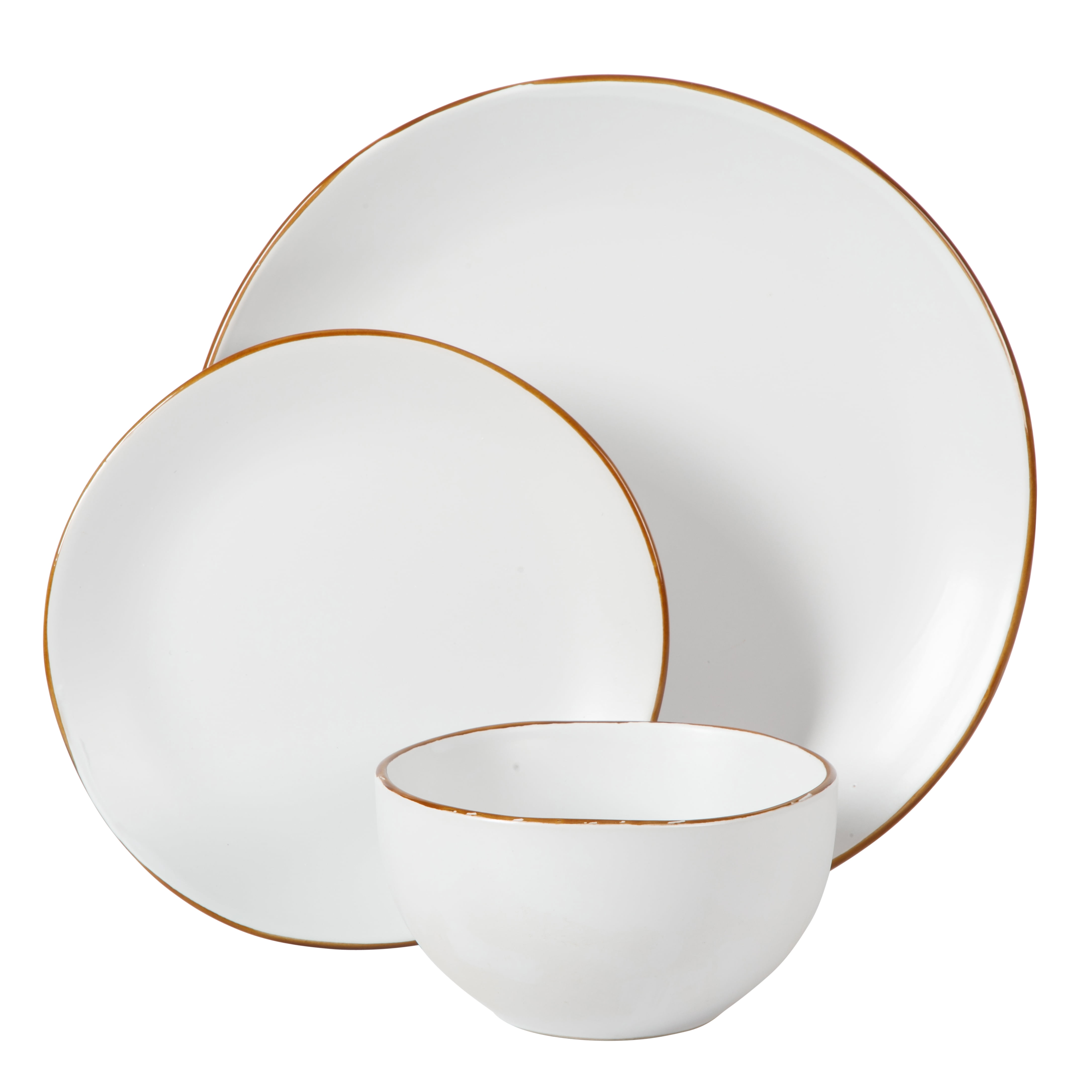 Gibson Home Hazeltine 12-Piece Matte White Ceramic Dinnerware Set
