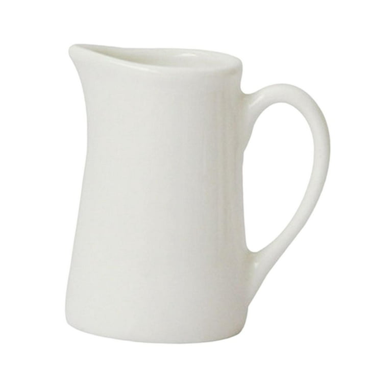 Milk, Mini Creamer Pitcher, Multifunctional Ceramic Cream Jugs, Porcelain Creamer with Handle, for Party Decor Coffee and Tea Sugar, White