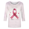 thumbnail image 4 of Vivianyo HD Women's 3/4 Sleeve Graphic Print Top, Straight Hem Crew Neck Pullover Blouse, Casual Tee for Charity Event and Daily Social Gathering, Sizes S-5XL, 4 of 5