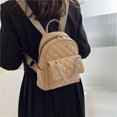 thumbnail image 4 of Mochilas Moda Rhombus Cuero Mujer Estudiante Hombro escolar (Caqui) Likrtyny Para Estrenar, 4 of 9