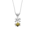 thumbnail image 2 of Delight Jewelry Silvertone Large Enamel Bumble Bee Silver tone Bow Heart Necklace, 2 of 4