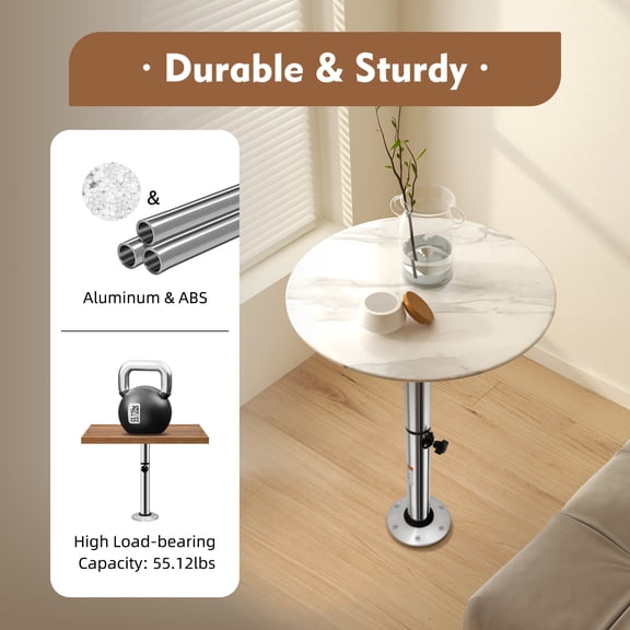 Silver Adjustable Table Pedestal Stand 56.5-72cm Height Lift Column for Kitchen Island, Workshop & Office Desk