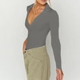 thumbnail image 4 of Lufly Tank Tops for Women Sexly Long Sleeve Tops Solid Tight Cotton Rib Racerback Deep V Neck Vest,Gray,S, 4 of 5