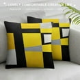 thumbnail image 3 of JEUXUS  Throw Pillow Covers Modern Abstract Stripe Simple Geometric Bold Decorative Pillow Cases Home Decor Square Pillowcases(Grey Yellow), 3 of 5