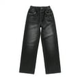 thumbnail image 2 of GiLiling Girls Vintage Cargo Jeans High Waist Wide Leg Baggy Denim Pants Elastic Waist Y2k Aesthetic Casual (Black, 15-16 Years) (Black, 13-14 Years), 2 of 8
