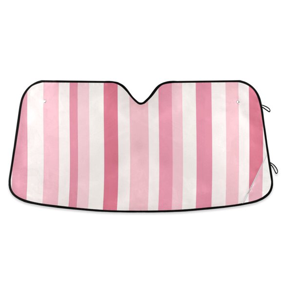 Pink Striped Car Windshield Sun Shade Foldable Car Front Window Visor Heat and UV Protection 53x23.5