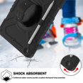 thumbnail image 4 of 3-Layer Kids Case for iPad 10.2" 2019/2020/2021, Durable Sturdy Protection Silicone PC Case with Swivel Stand, Hand Strap and Shoulder Strap + Pencil Holder with Charging Port Lid - Black, 4 of 13
