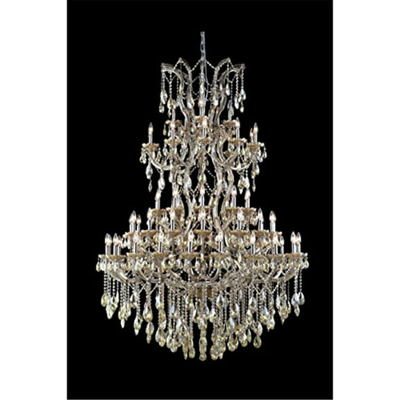 Elegant Lighting 61 Light Golden Teak Chandelier Golden Teak (Smoky) Royal Cut Crystal