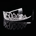 thumbnail image 3 of MasteelfCA 1PC Rhinestone Crown with Alloy Insertion Hair Comb Decorative Crown Hair for 50th Birthday (Silver), 3 of 7