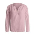 thumbnail image 4 of RMGVDSD Womens Summer T Shirt Womens Henley Tops Long Sleeve Shirts V-Neck Button Loose Casual Henley Tops T Shirt Fashion Blouses Fashion Casual Blouses, 4 of 5