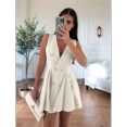 thumbnail image 5 of Women'S Dresses Summer Sleeveless Double Breasted Pleated Hem Work Office Dress M, 5 of 7