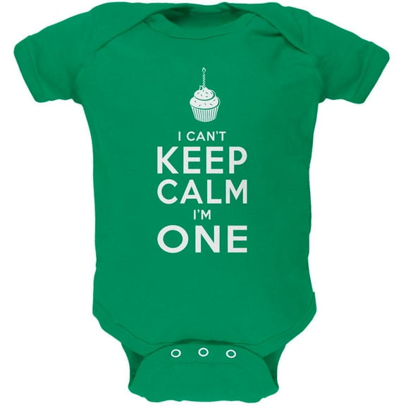 Birthday I Can't Keep Calm I'm 1 One Kelly Green Soft Baby One Piece - 0-3 months