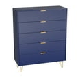 Woodpeckers Furniture And Mattress 5Drawer Chest in MDF Wood with Gold