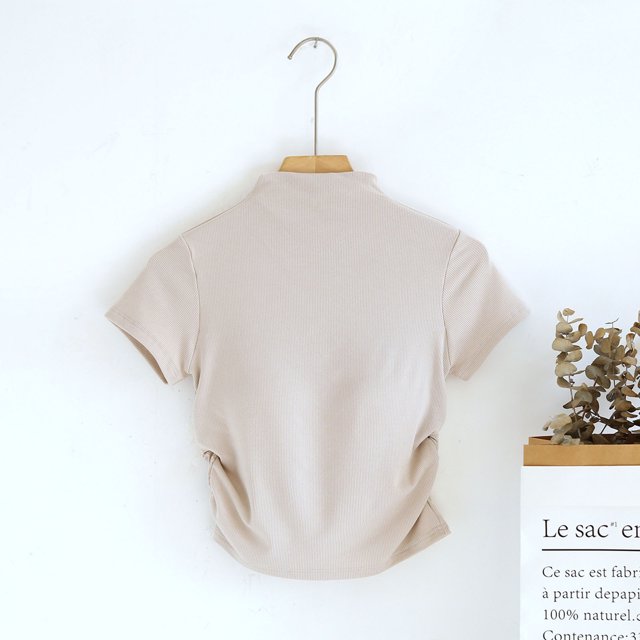 Haut à Manches Courtes Ajusté Décontracté et à la Mode pour Femmes avec Coussinet de Poitrine