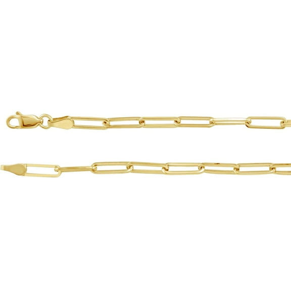 14k Yellow Gold 1.95mm Elongated Flat Link 18 Inch Chain Chain Necklace for Women and Men