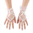 thumbnail image 2 of Baberdicy Lace Gloves Women, Women's Sexy Thin Lace Fingerless Gloves with Elegant Bowknot, Evening Bridal Short Gloves for Wedding, Party, Prom And Special Occasion Accessories White, 2 of 4