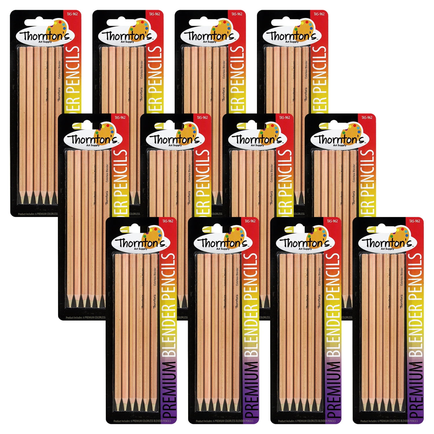 (2 pack) Thornton's Art Supply Premium Colorless Blender Pencils, Pack of 72