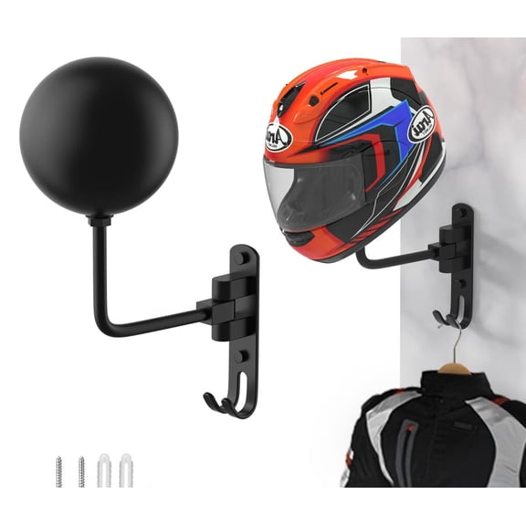Helmet Hanger Wall Mount 180° Swivel Helmet Holder for Motorcycle Bike Racing Outerwear Sports Gear