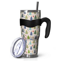 40oz Tumbler,Multicolor Christmas Tree and Ornament Pattern Insulated Tumblers with Removable Handle,Stainless Steel Double Vacuum Coffee Tumbler Cup with Straw for Home,Office,Travel,Party