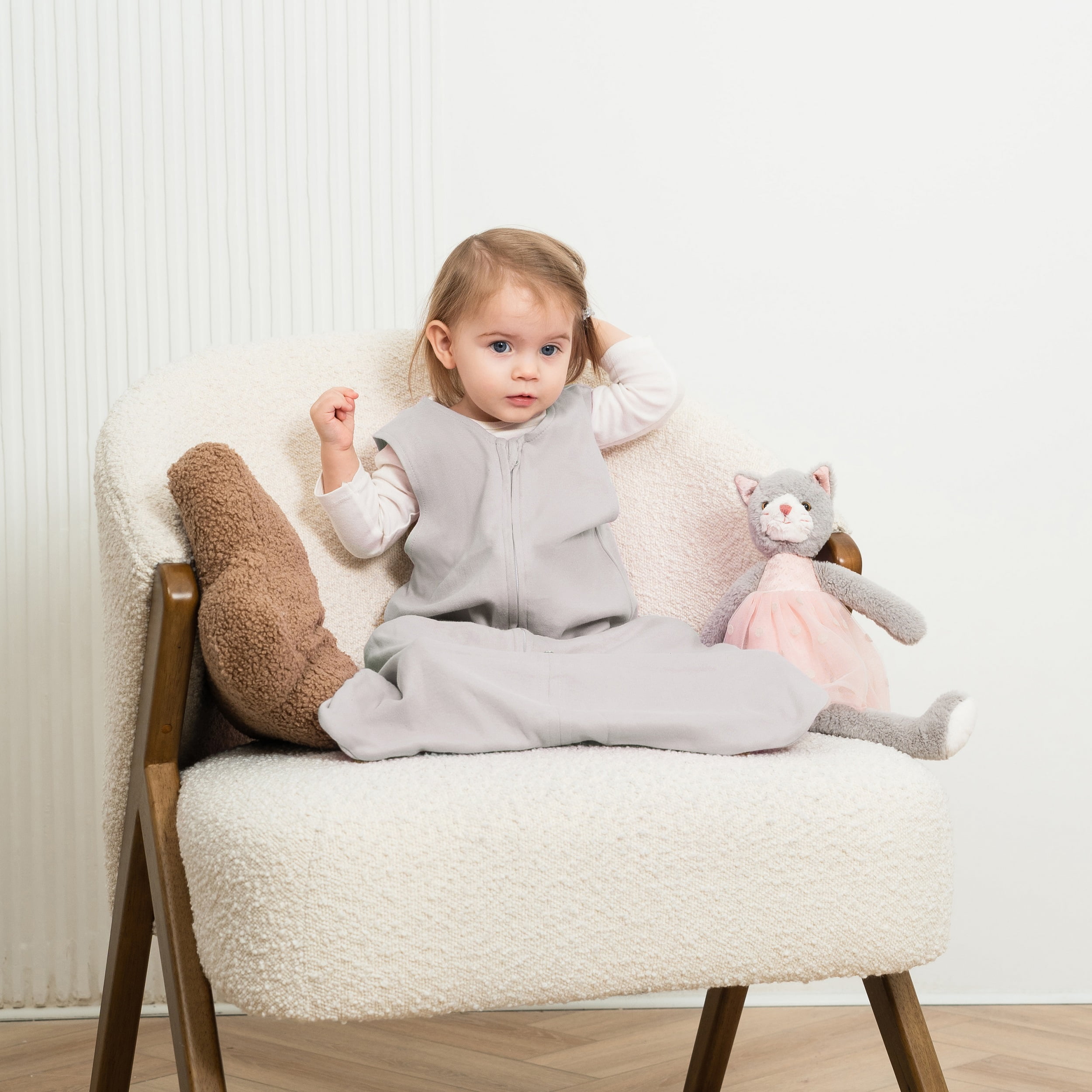 Bublo Baby Baby Wearable Blanket, Cotton Sleep Sacks for 6-12 Months, 3 Pack Unisex Sleeping Bag Sack, Medium Size, 2-Way Zipper, 0.5 Tog Breathable Cotton - Solid Grey