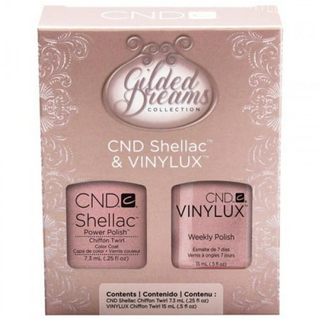 CND Creative Nail Design Gilded Dreams Shellac Gel Vinylux Polush Duo - Chiffon Twirl  (Best At Home Shellac Kit)