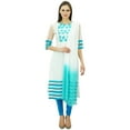 thumbnail image 2 of Atasi Women'S White And Blue Straight Salwar Kameez With Dupatta Suit Sets, 2 of 8