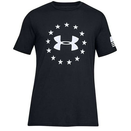 under armour freedom logo t-shirt, black//white, medium