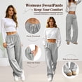 thumbnail image 4 of TEMOFON Wide Leg Sweatpants for Women Casual High Waisted Baggy Drawstring Workout Pants with Pockets Fashion Joggers Athletic Pants, 4 of 9