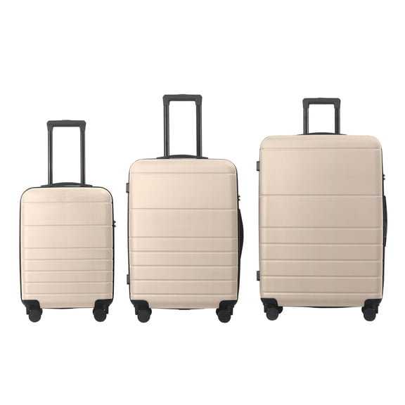 Luggage Sets Hardshell 3pcs Luggage, Lightweight Durable Suitcase sets Spinner Wheels Suitcase with TSA Lock 20''24''28'' Available(Beige)